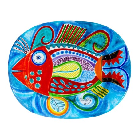 English oval plate DS Fish OV44INGDS-1 De Simone pottery English oval plate DS Fish OV44INGDS-1 De Simone pottery